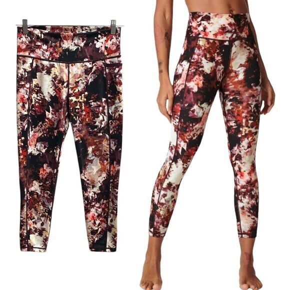 Sweaty Betty‎ Super Sculpt 7/8 Leggings US 12 Floral Abstract Print High Waist - Picture 1 of 14